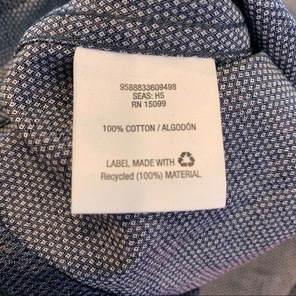 Structure Jacquard Shirt Chambray Blue Size Extra Large Slim Fit - Picture 7 of 10
